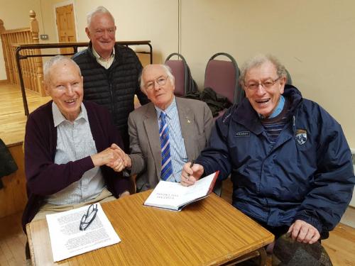 Pictured at our Kiskeam Outing (left-to-right) Fr J. J. O' Riordan, Michael Leane, Richard Behal and Cannon Tom Looney